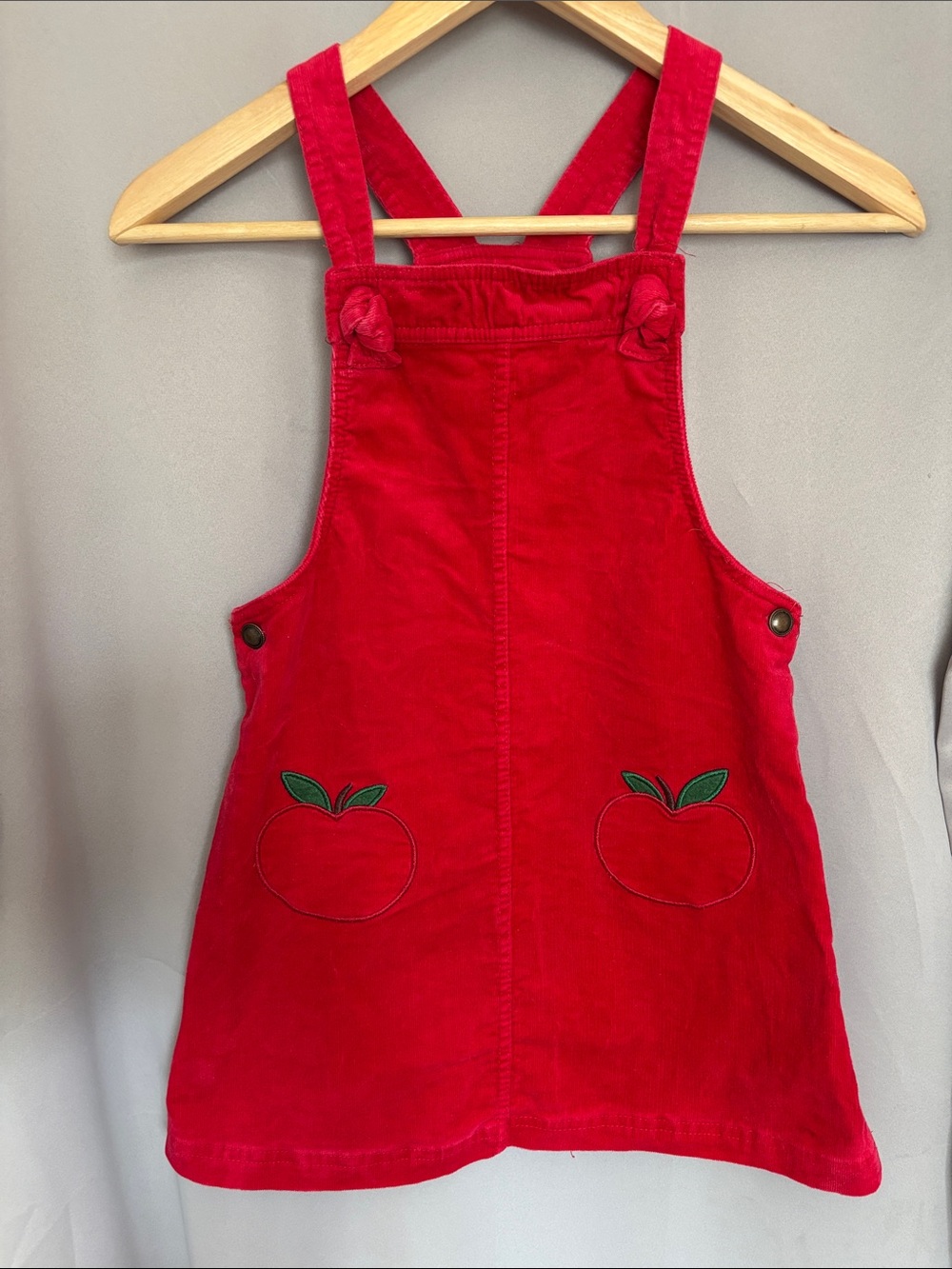Isaac Mizrahi Girls Corduroy Apple Jumper Dress size 7